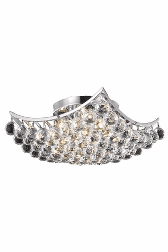 Elegant Corona 4-LT Chrome Flush Mount Clear Royal Cut Crystal - V9800F14C/RC