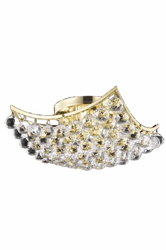 Elegant Corona 4-LT Gold Flush Mount Clear Royal Cut Crystal - V9800F14G/RC