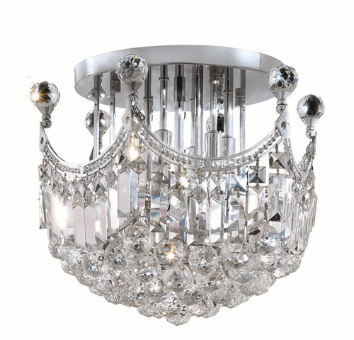 Elegant Corona 6-LT Chrome Flush Mount Clear Royal Cut Crystal - V8949F16C/RC