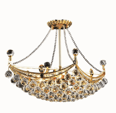 Elegant Corona 6-LT Gold Chandelier Clear Royal Cut Crystal - V9800D24G/RC
