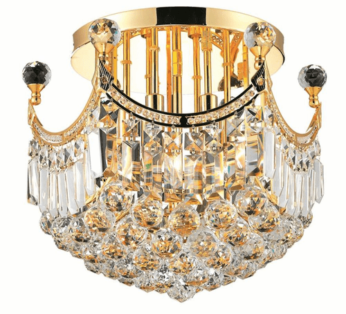 Elegant Corona 6-LT Gold Flush Mount Clear Royal Cut Crystal - V8949F16G/RC