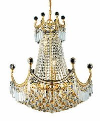 Elegant Corona 9-LT Gold Chandelier Clear Royal Cut Crystal - V8949D20G/RC