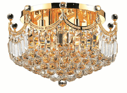Elegant Corona 9-LT Gold Flush Mount Clear Royal Cut Crystal - V8949F20G/RC