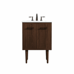 Elegant Cyrus 24" Single Bathroom Vanity - Walnut - VF48024MWT