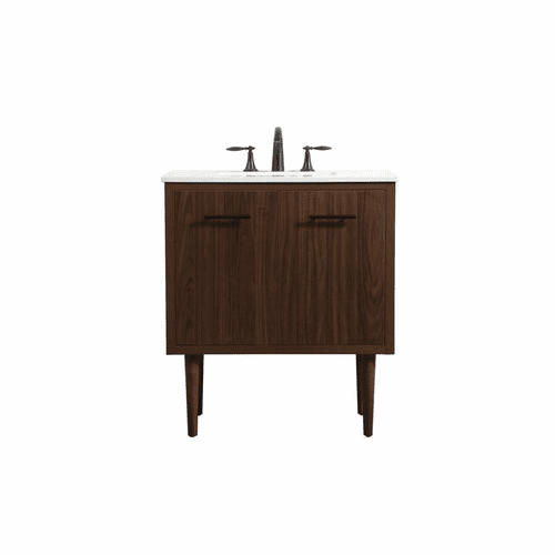 Elegant Cyrus 30" Single Bathroom Vanity - Walnut - VF48030MWT