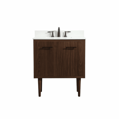 Elegant Cyrus 30" Single Bathroom Vanity - Walnut - VF48030MWT-BS