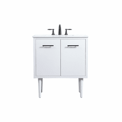Elegant Cyrus 30" Single Bathroom Vanity - White - VF48030MWH
