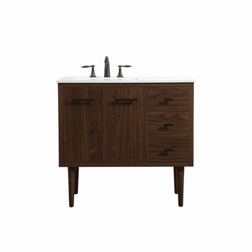 Elegant Cyrus 36" Single Bathroom Vanity - Walnut - VF48036MWT