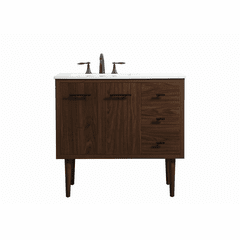 Elegant Cyrus 36" Single Bathroom Vanity - Walnut - VF48036MWT