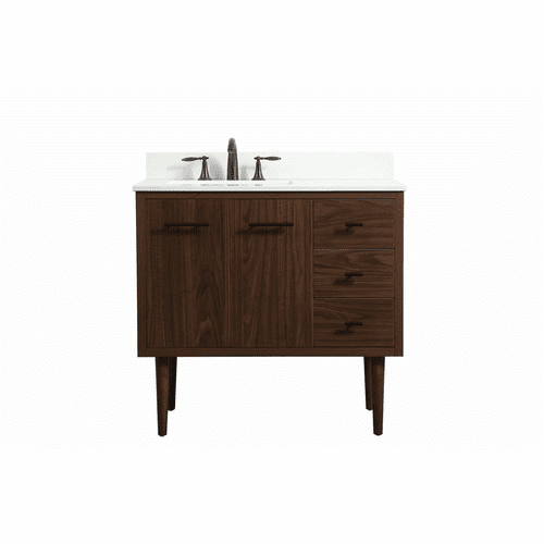 Elegant Cyrus 36" Single Bathroom Vanity - Walnut - VF48036MWT-BS