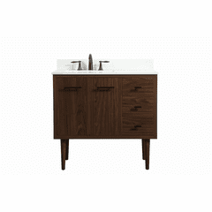 Elegant Cyrus 36" Single Bathroom Vanity - Walnut - VF48036MWT-BS
