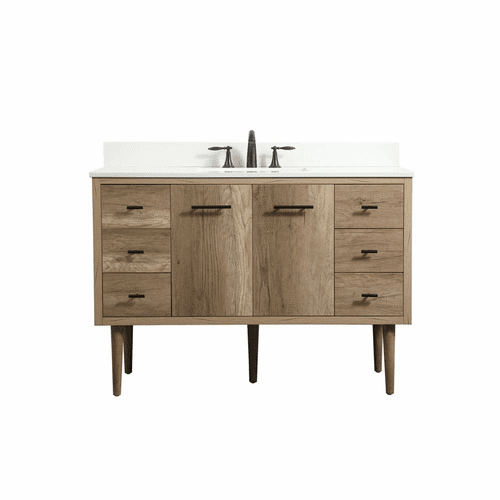Elegant Cyrus 48" Single Bathroom Vanity - Natural Oak - VF48048NT-BS