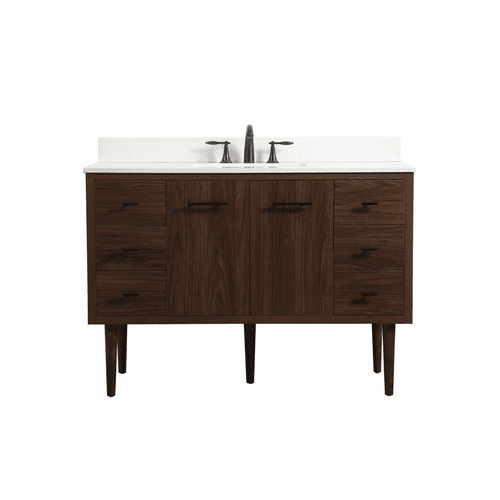 Elegant Cyrus 48" Single Bathroom Vanity - Walnut - VF48048MWT-BS