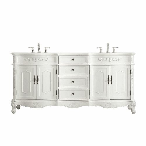 Elegant Danville 72" Double Bathroom Vanity - Antique White - VF10172DAW