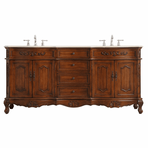 Elegant Danville 72" Double Bathroom Vanity - Teak - VF10172DTK