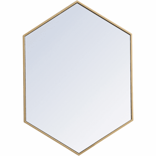 Elegant Decker Metal Frame Hexagon Mirror 24" - Brass - MR4424BR
