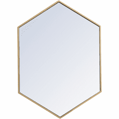 Elegant Decker Metal Frame Hexagon Mirror 24" - Brass - MR4424BR