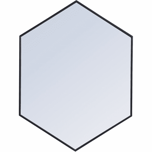 Elegant Decker Metal Frame Hexagon Mirror 30" - Black - MR4430BK