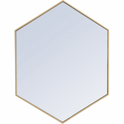 Elegant Decker Metal Frame Hexagon Mirror 30" - Brass - MR4430BR