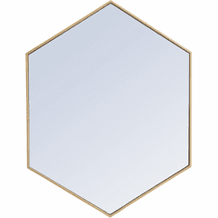 Elegant Decker Metal Frame Hexagon Mirror 30" - Brass - MR4430BR
