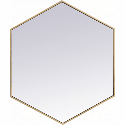 Elegant Decker Metal Frame Hexagon Mirror 38" - Brass - MR4538BR