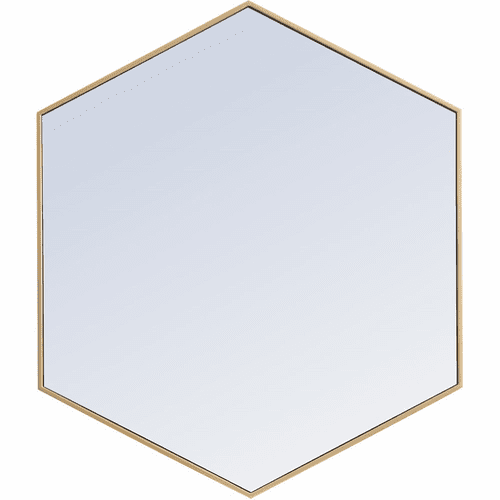 Elegant Decker Metal Frame Hexagon Mirror 41" - Brass - MR4541BR