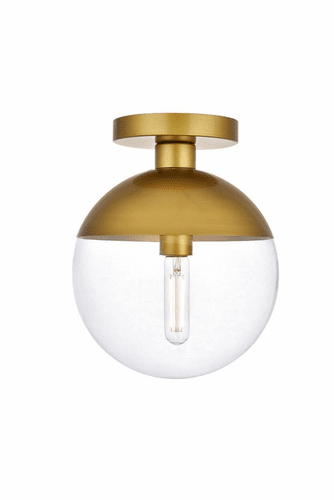 Elegant Eclipse 1-LT Brass Flush Mount - Brass, Clear - LD6067BR