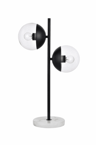 Elegant Eclipse 2-LT Black Table Lamp - Black, Clear - LD6153BK