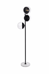 Elegant Eclipse 3-LT Black Floor Lamp - Black, Clear - LD6159BK