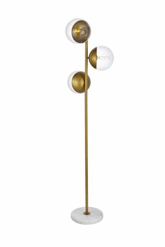 Elegant Eclipse 3-LT Brass Floor Lamp - Brass, Clear - LD6163BR