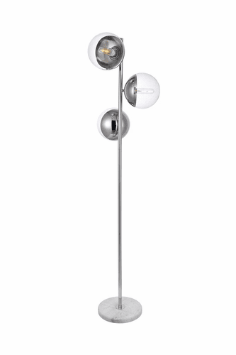 Elegant Eclipse 3-LT Chrome Floor Lamp - Chrome, Clear - LD6161C