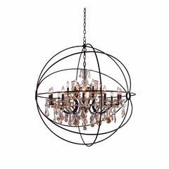 Elegant Geneva 18-LT Dark Bronze Chandelier Golden Teak Royal Cut Crystal - 1130G43DB-GT/RC Elegant Geneva 18-LT Dark Bronze Chandelier Golden Teak Royal Cut Crystal - 1130G43DB-GT/RC