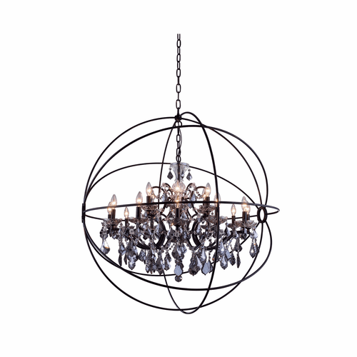 Elegant Geneva 18-LT Dark Bronze Chandelier Silver Shade Royal Cut Crystal - 1130G43DB-SS/RC