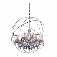 Elegant Geneva 18-LT Polished Nickel Chandelier Silver Shade Royal Cut Crystal - 1130G43PN-SS/RC