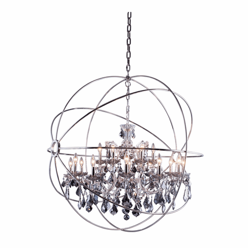 Elegant Geneva 18-LT Polished Nickel Chandelier Silver Shade Royal Cut Crystal - 1130G43PN-SS/RC