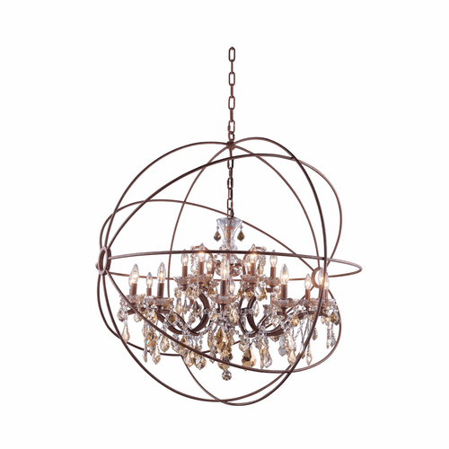 Elegant Geneva 18-LT Rustic Intent Chandelier Golden Teak Royal Cut Crystal - 1130G43RI-GT/RC