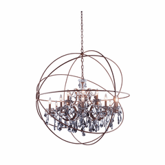 Elegant Geneva 18-LT Rustic Intent Chandelier Silver Shade Royal Cut Crystal - 1130G43RI-SS/RC