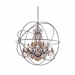 Elegant Geneva 25-LT Dark Bronze Chandelier Golden Teak Royal Cut Crystal - 1130G60DB-GT/RC