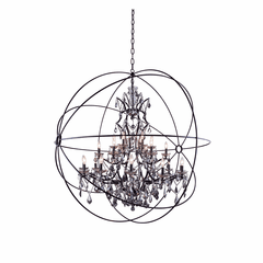 Elegant Geneva 25-LT Dark Bronze Chandelier Silver Shade Royal Cut Crystal - 1130G60DB-SS/RC