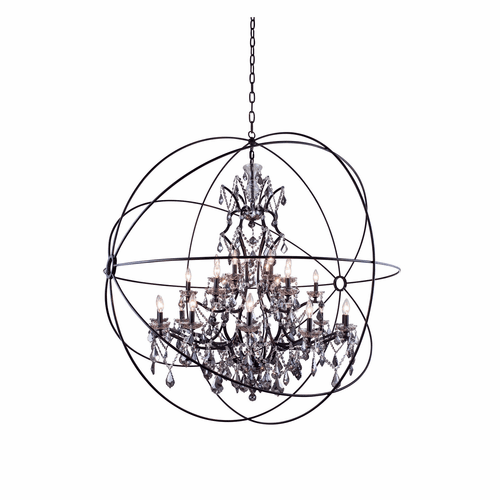 Elegant Geneva 25-LT Dark Bronze Chandelier Silver Shade Royal Cut Crystal - 1130G60DB-SS/RC