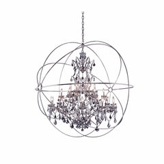 Elegant Geneva 25-LT Polished Nickel Chandelier Silver Shade Royal Cut Crystal - 1130G60PN-SS/RC