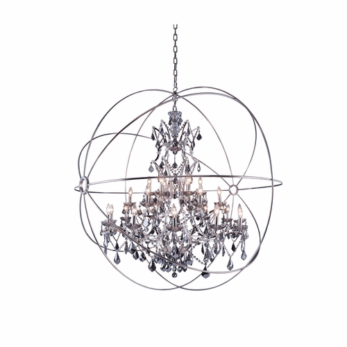 Elegant Geneva 25-LT Polished Nickel Chandelier Silver Shade Royal Cut Crystal - 1130G60PN-SS/RC