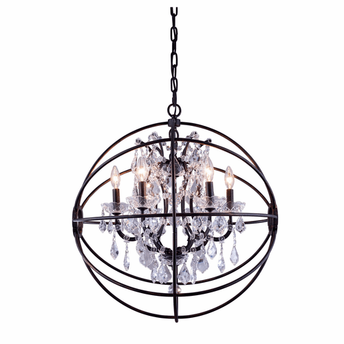 Elegant Geneva 6-LT Dark Bronze Chandelier Clear Royal Cut Crystal - 1130D25DB/RC
