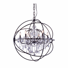 Elegant Geneva 6-LT Dark Bronze Chandelier Clear Royal Cut Crystal - 1130D32DB/RC Elegant Geneva 6-LT Dark Bronze Chandelier Clear Royal Cut Crystal - 1130D32DB/RC