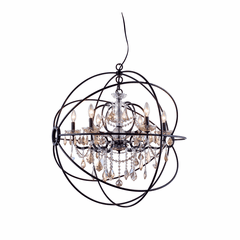 Elegant Geneva 6-LT Dark Bronze Chandelier Golden Teak (Smoky) Royal Cut Crystal - 1130D32DB-GT/RC