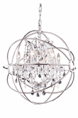 Elegant Geneva 6-LT Polished Nickel Chandelier Clear Royal Cut Crystal - 1130D25PN/RC