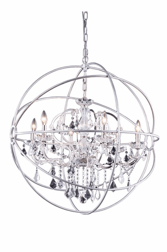 Elegant Geneva 6-LT Polished Nickel Chandelier Clear Royal Cut Crystal - 1130D32PN/RC
