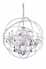 Elegant Geneva 6-LT Polished Nickel Chandelier Clear Royal Cut Crystal - 1130D32PN/RC