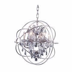 Elegant Geneva 6-LT Polished Nickel Chandelier Silver Shade Royal Cut Crystal - 1130D25PN-SS/RC