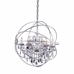 Elegant Geneva 6-LT Polished Nickel Chandelier Silver Shade Royal Cut Crystal - 1130D32PN-SS/RC Elegant Geneva 6-LT Polished Nickel Chandelier Silver Shade Royal Cut Crystal - 1130D32PN-SS/RC